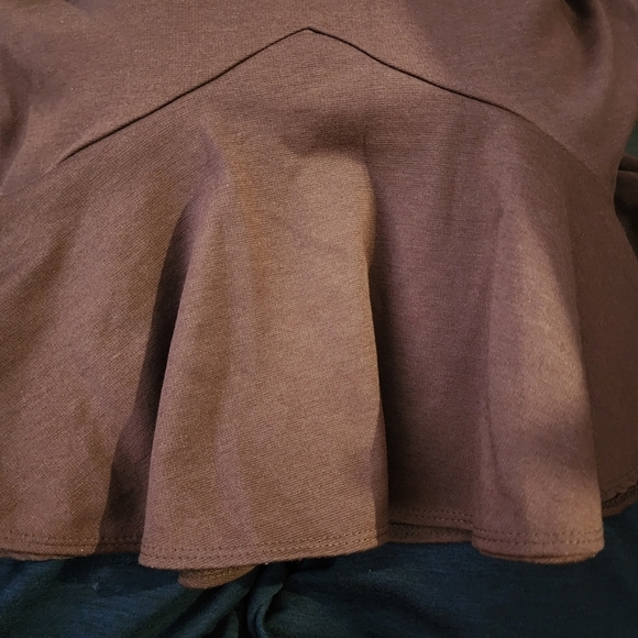 Elementz Brown Midi Flowy Fuffle Skirt Women's Large L Elastic Waist Neutral EUC - Picture 3 of 5